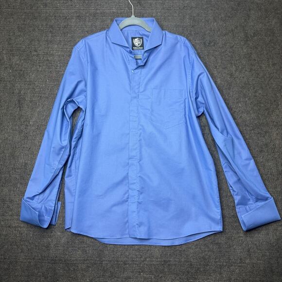 Blueburry Royale Men’s Button-Up Shirt | Royal Blue Hidden Placket | Size 17 - Picture 3 of 10